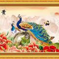 Peacock and pink peony ()