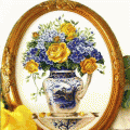 Vase of yellow roses ()