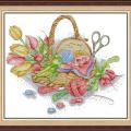 Cross stitch with basket (/)