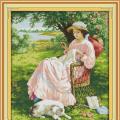 Woman under apple tree (/)